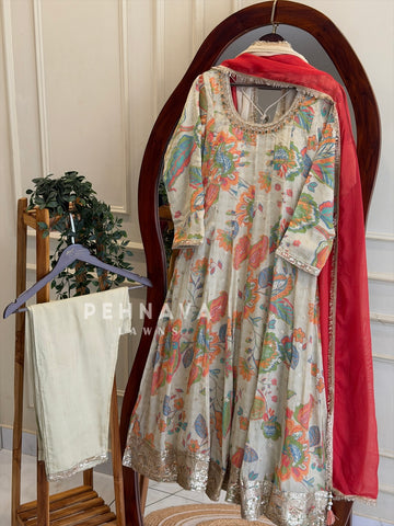 Floral Printed Anarkali Ensemble-5523