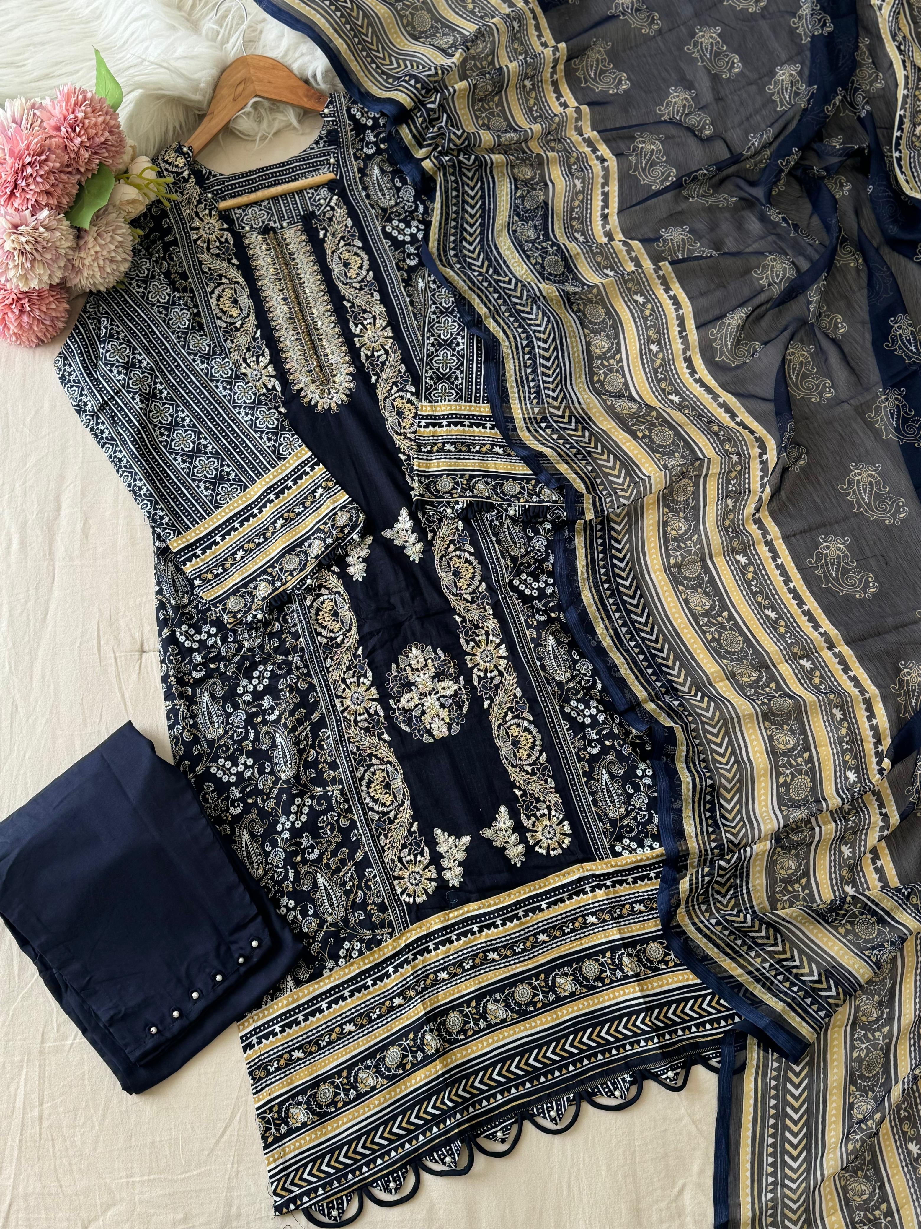 New Blue&Red Pakistani Suit