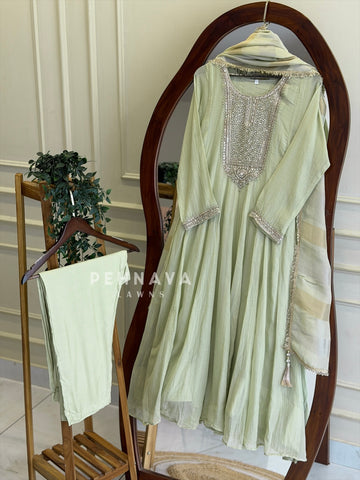 Neck Embellished Anarkali Ensemble 5594