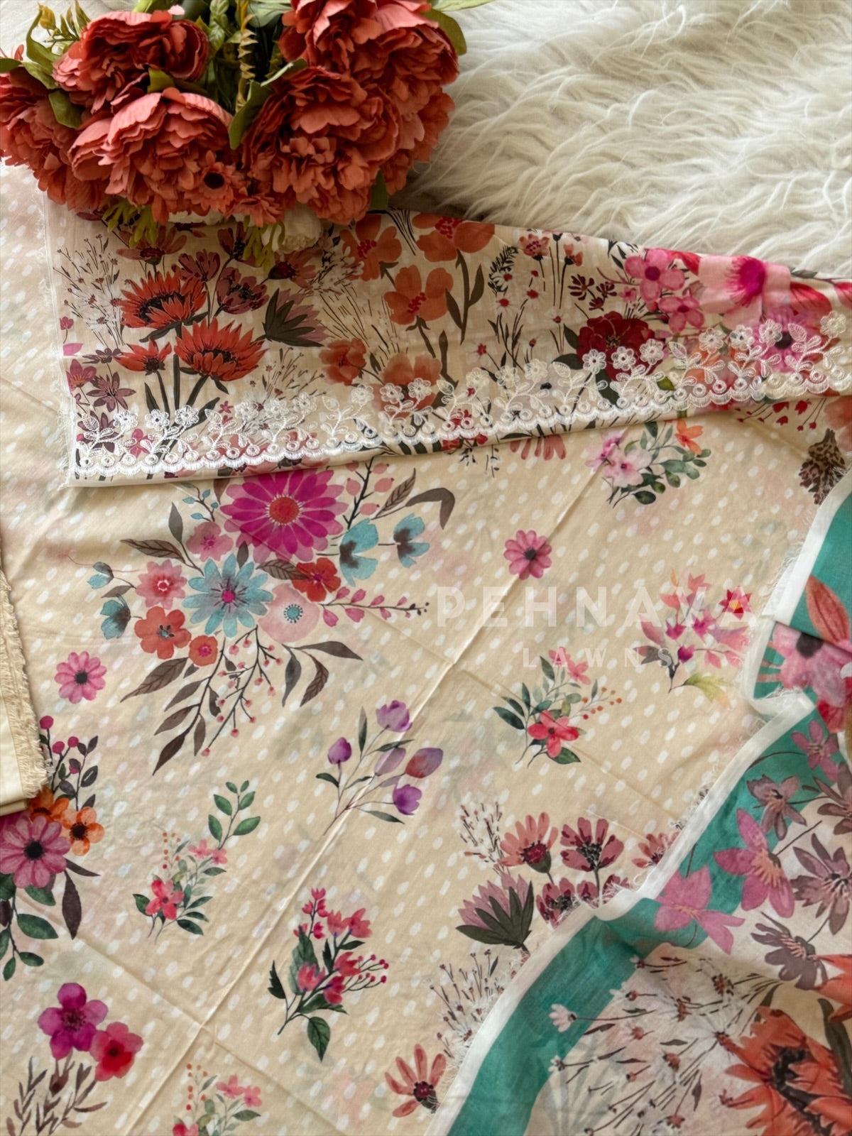 Premium Khaadi Embroideres Lawn Suit-KS07 - Pehnava Lawns