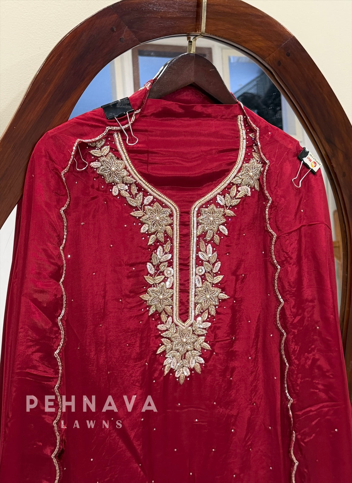 Premium Crepe Handworked Unstitched Suit H 5190