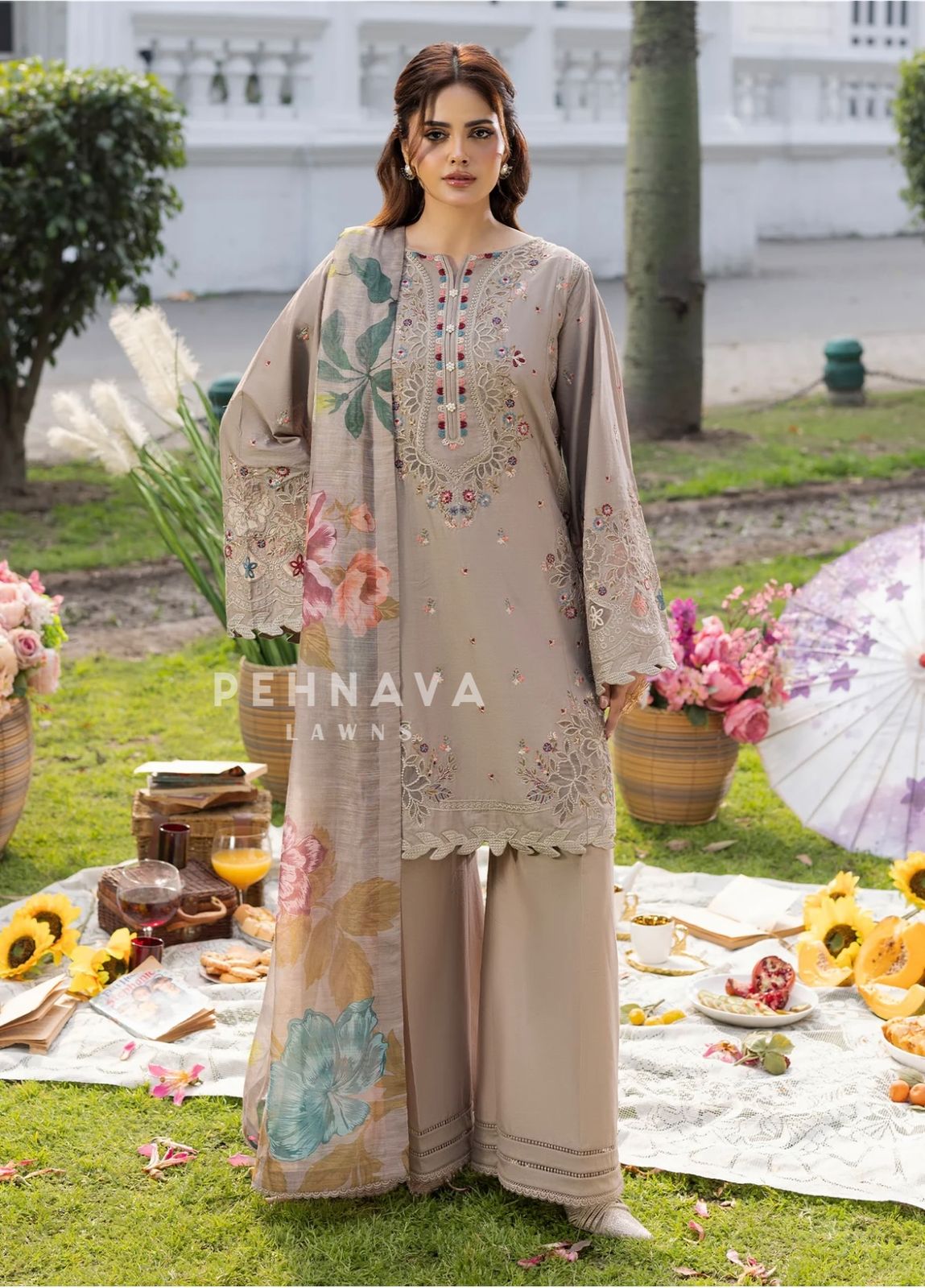 Zarqun Premium Cotton Embroidered Ensemble