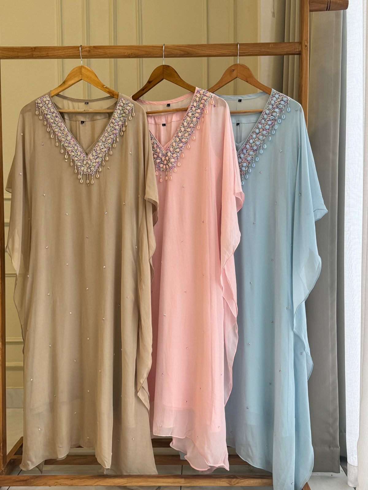 Handworked 2 peice kafthan-pastel shades