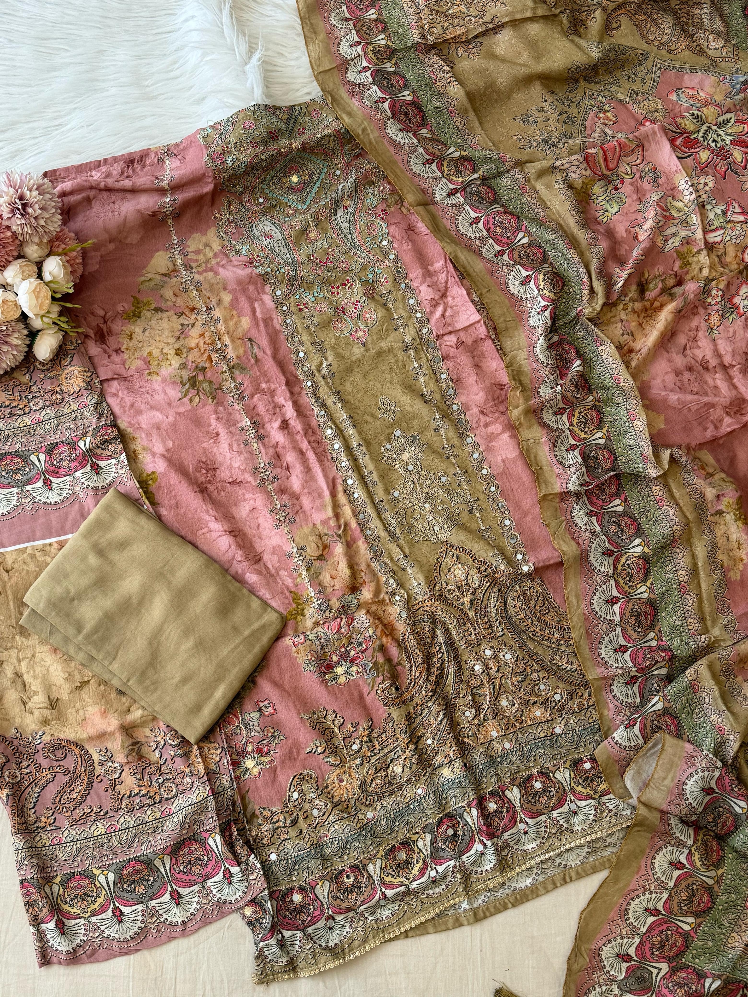 Dual Shade Muslin Suit-198