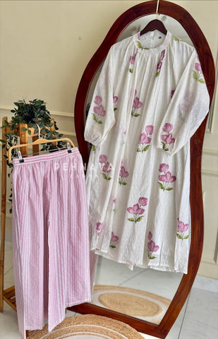 Halter Neck Pleated Printed Suit Set