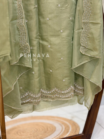 Tissue Handworked Unstitched Suit-302