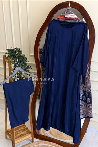 Contrast Printed Dupatta Suit Set