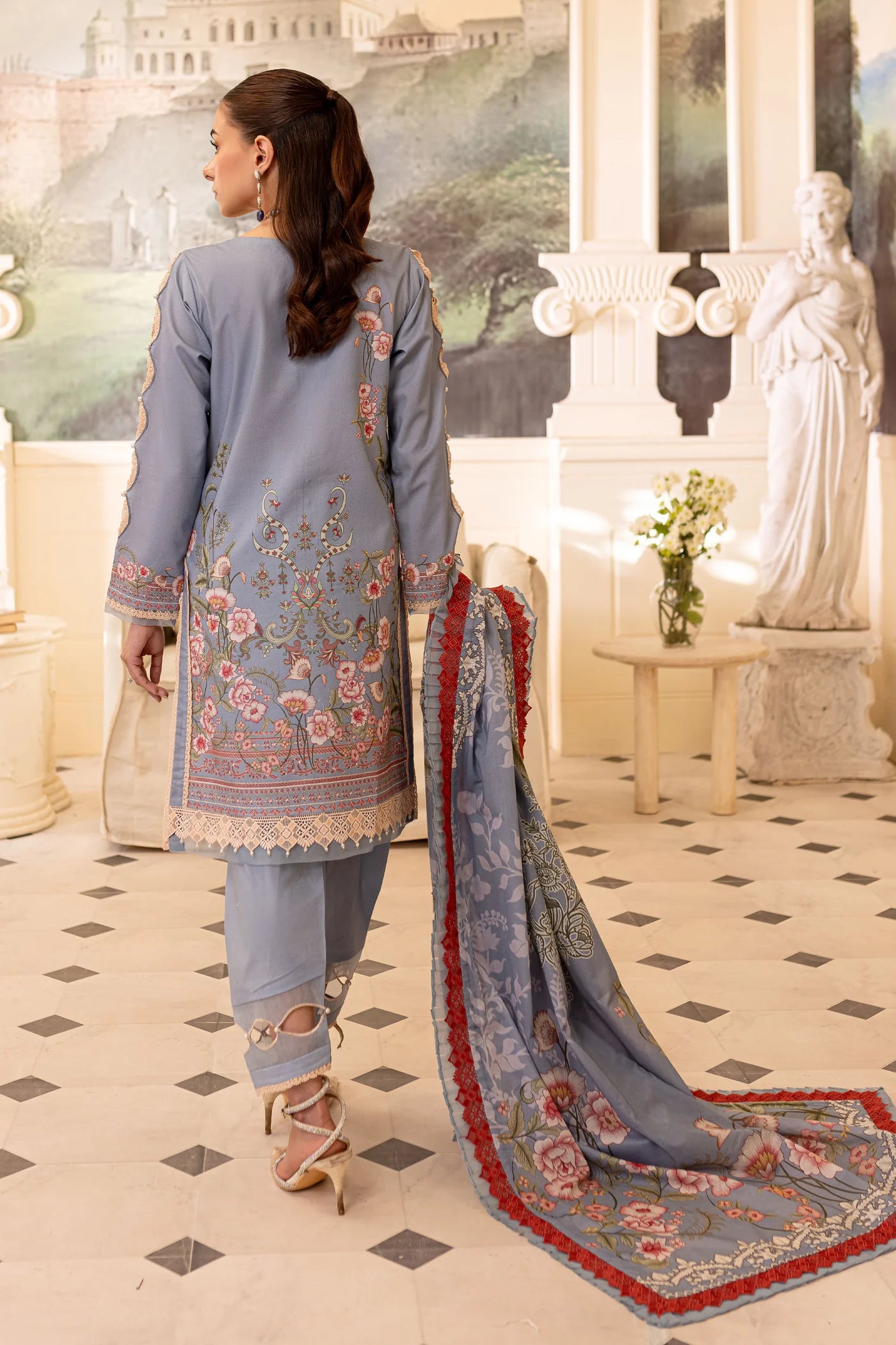 Embroidered lawn with lawn dupatta-10