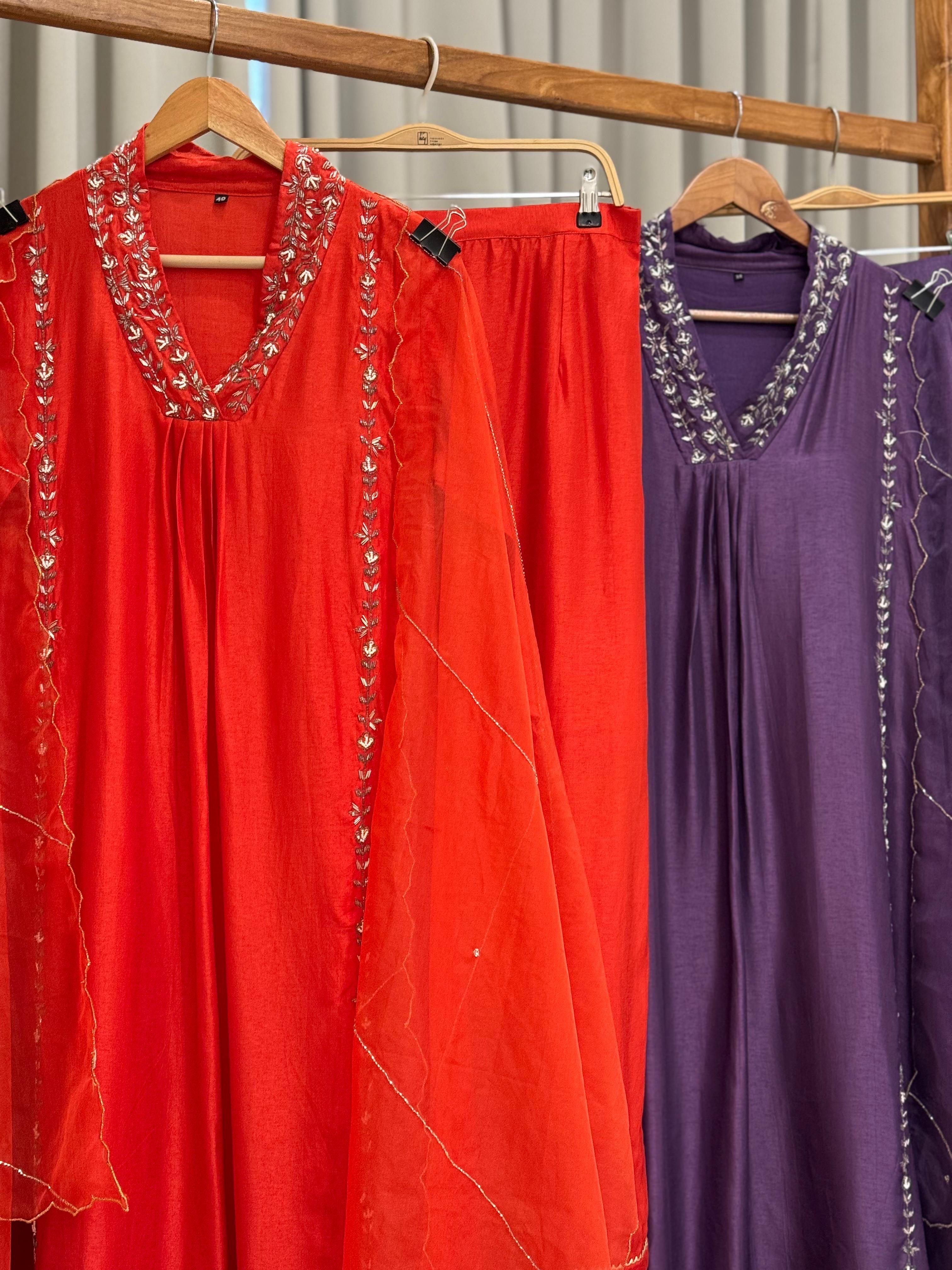 Dola silk  pleated A-line Anarkali suit