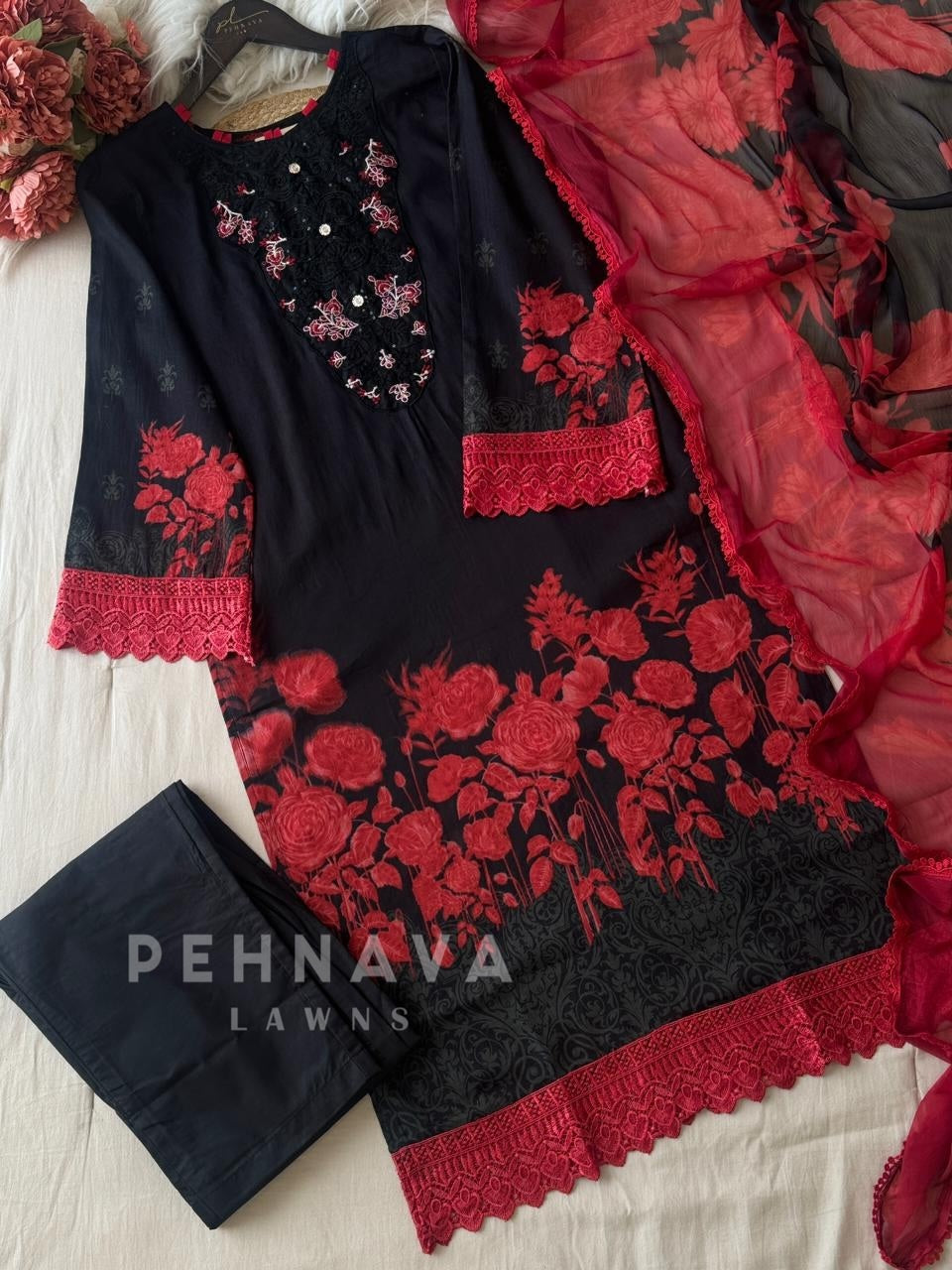 Lace Detailed Pakistani Suit-AZ-1115 - Pehnava Lawns