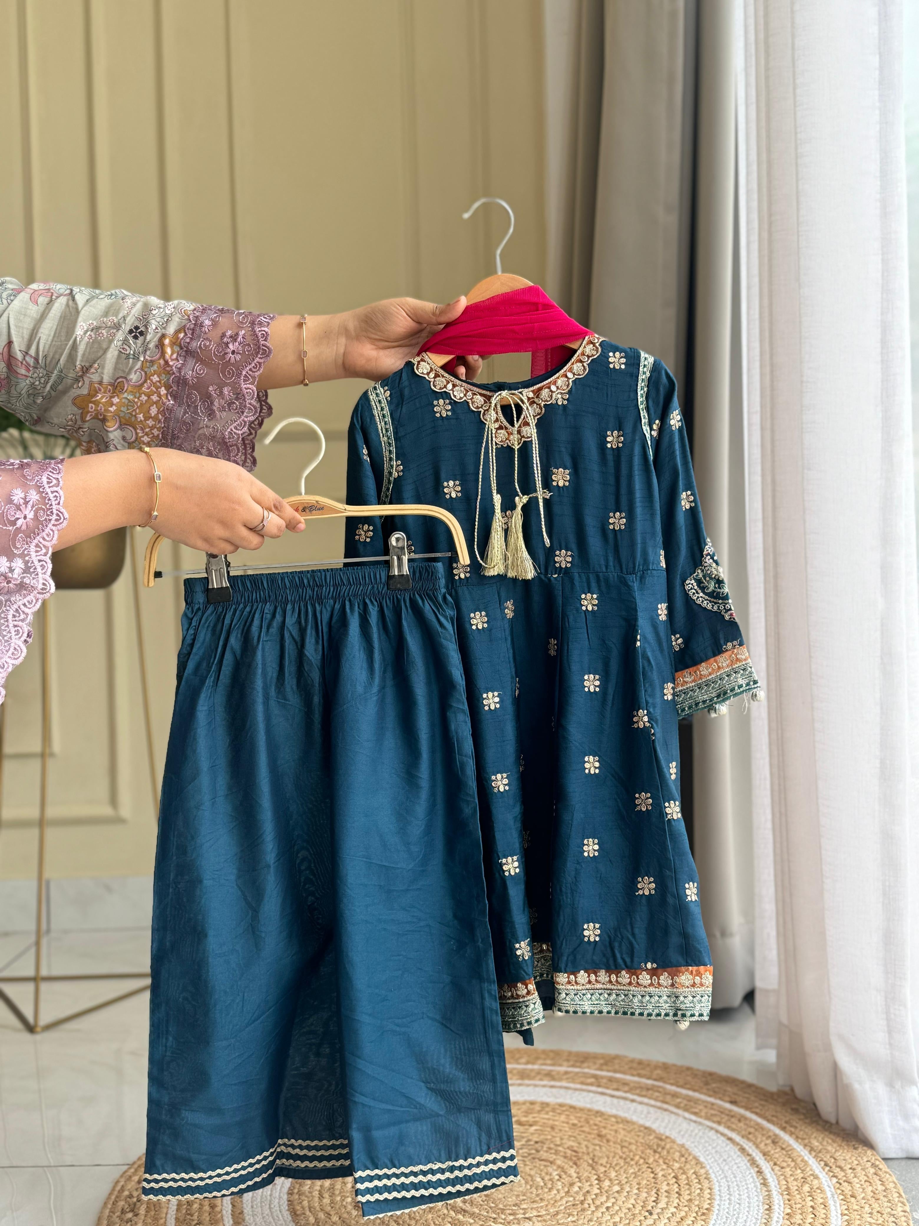 Kids party wear -ready to wear MKS-EF25-07-TEAL