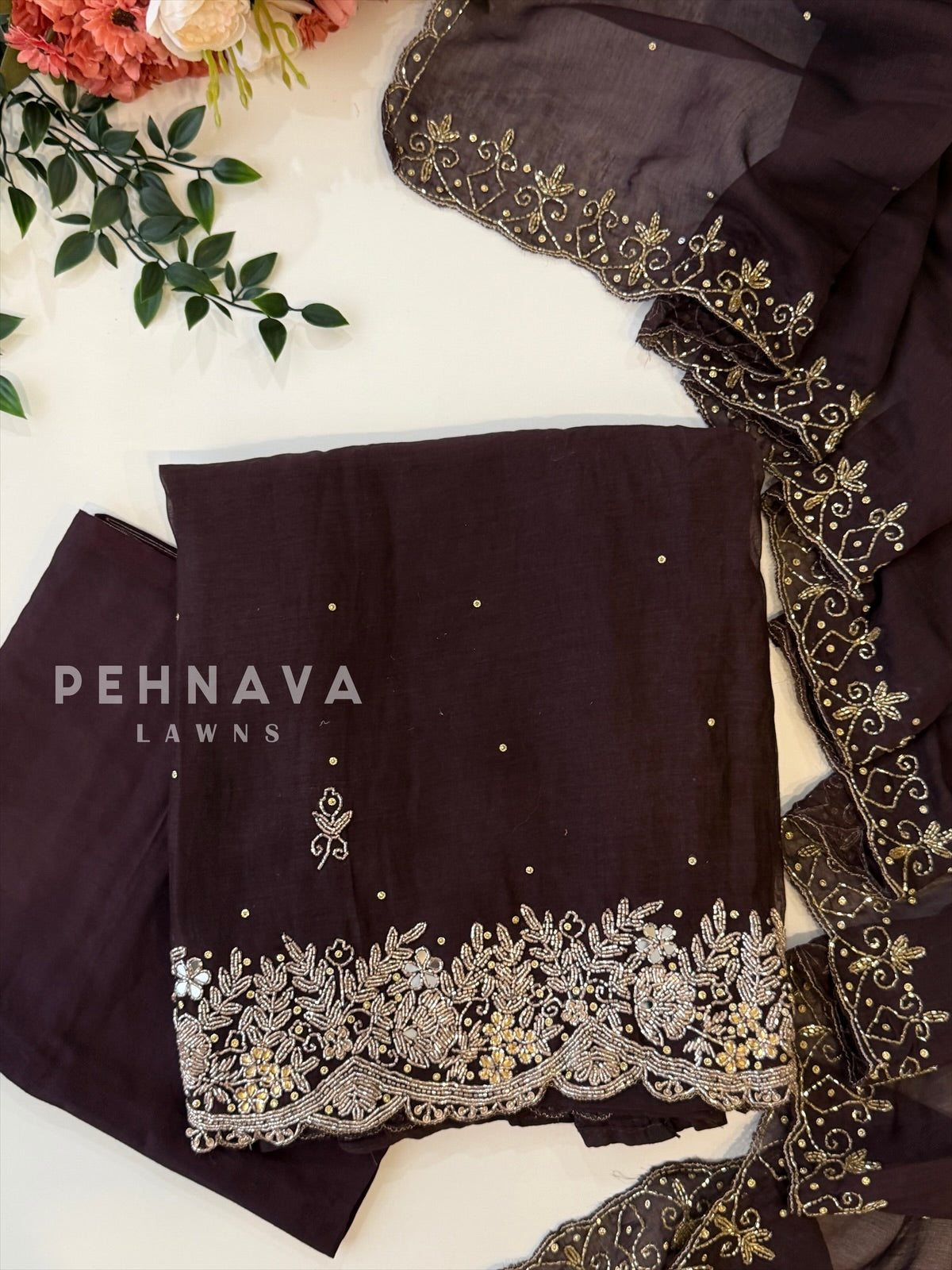 Chanderi Handworked Unstitched Suit-18566