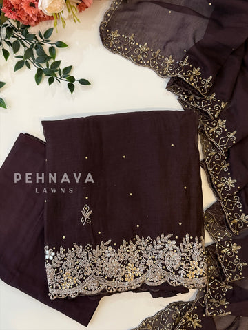 Chanderi Handworked Unstitched Suit-18566