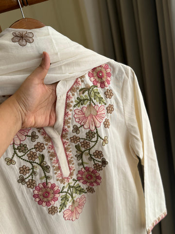 Floral Embroidery Cotton suit