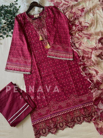 Unstitched Cotton Lawn Suit -No.2 - Pehnava Lawns