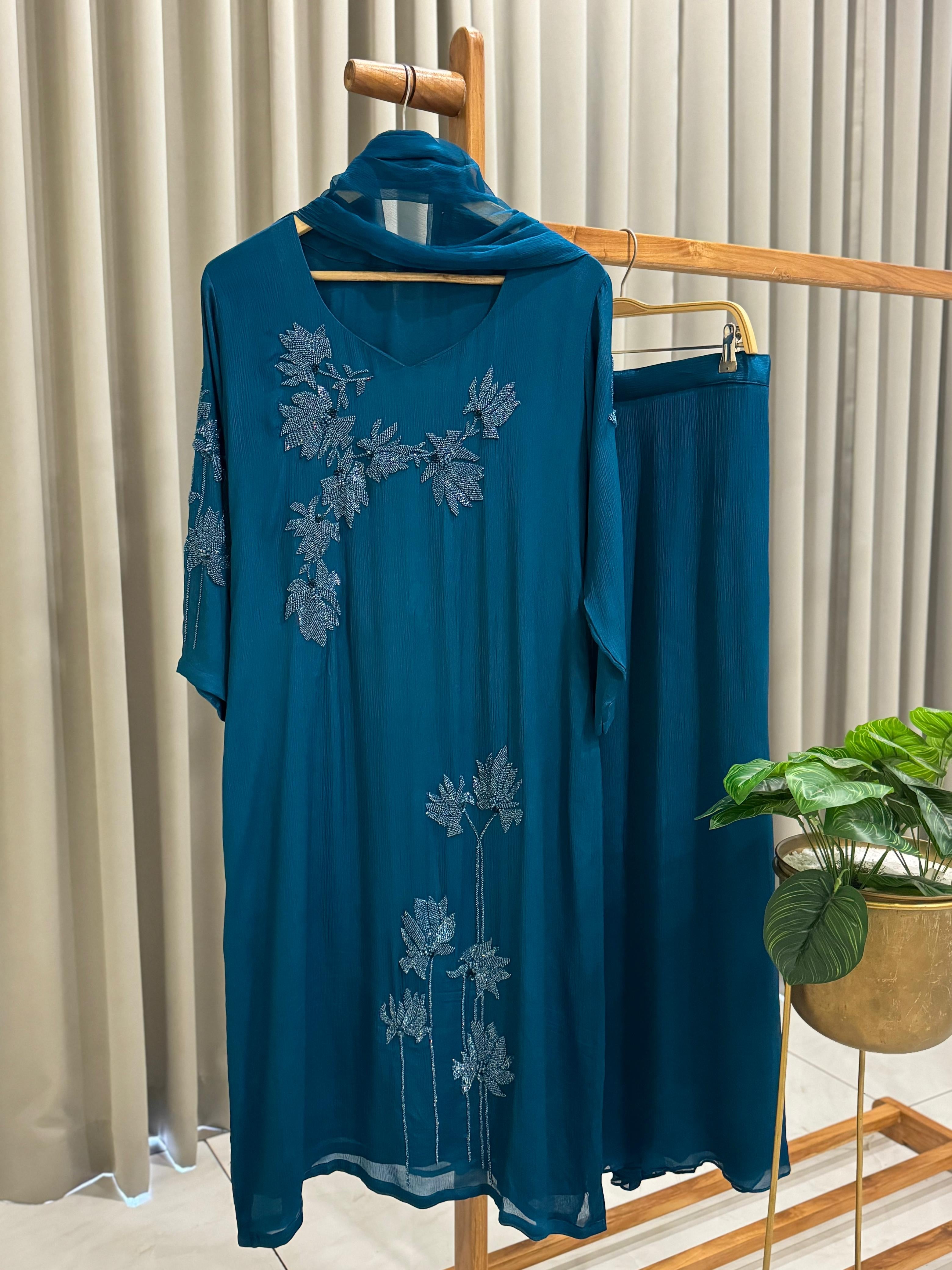 Floral Handworked Chinnon Salwar Kameez