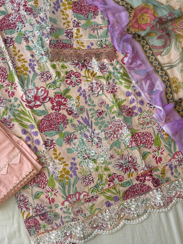 Pink Floral Lawn Collection-AZ-1407 - Pehnava Lawns
