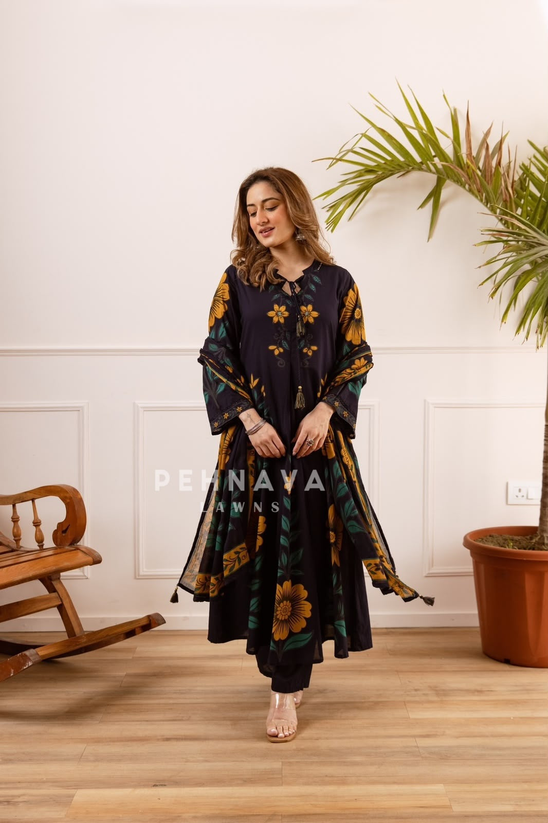 Cotton Printed Anarkali Suit Set