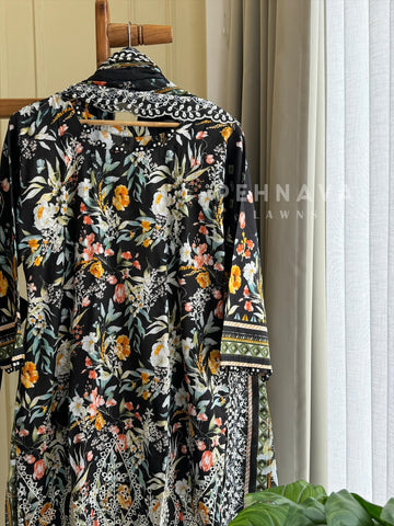 Printed Suit ft Embroidered  and Lace Detailing