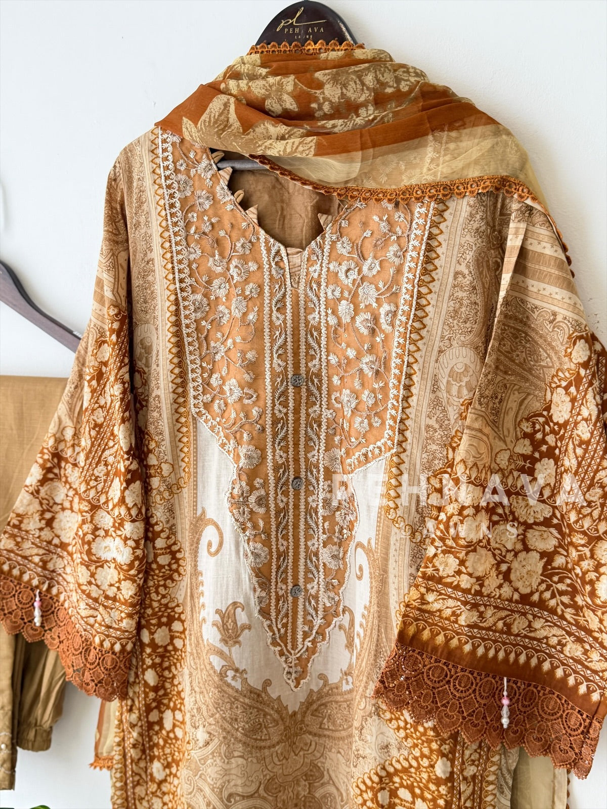 Yellow Neckline Embroidered Pak-Suit AZ-1362-B