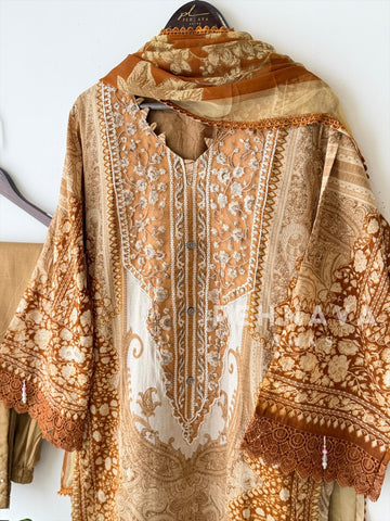 Yellow Neckline Embroidered Pak-Suit AZ-1362-B