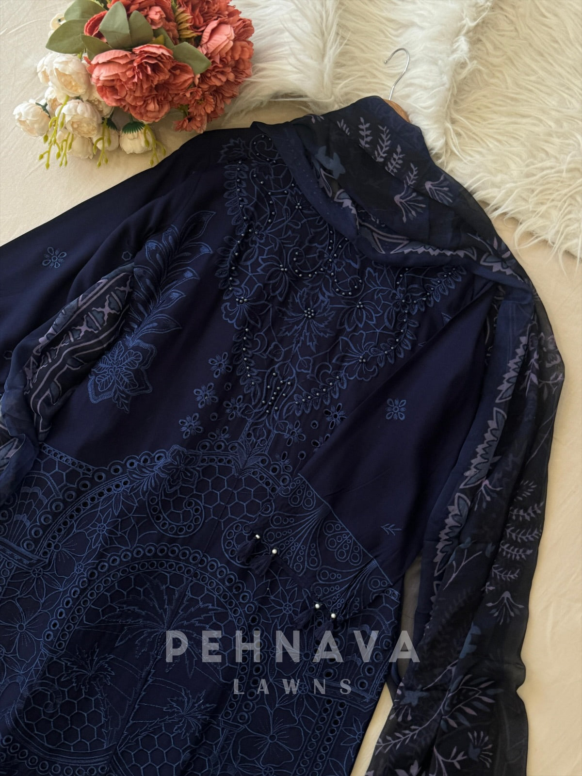 Semi-stitched Embroidered Rayon Suit 1454 - Pehnava Lawns