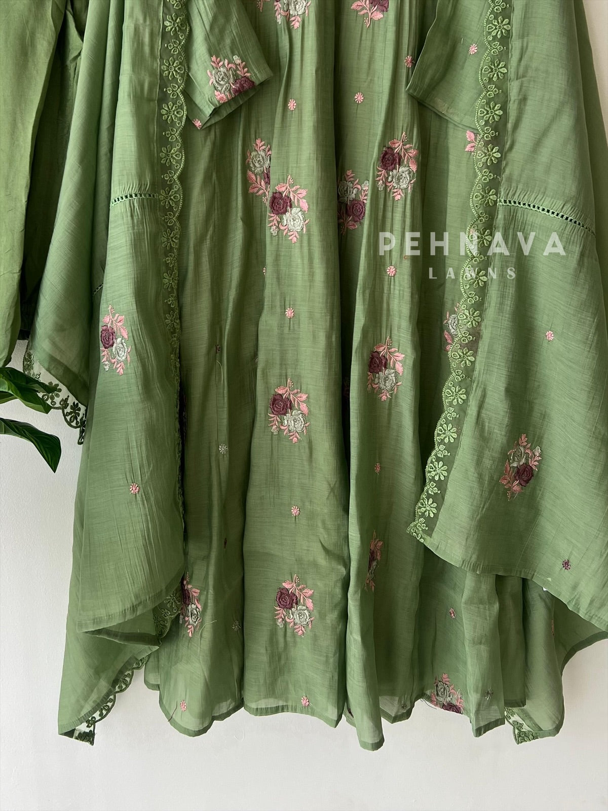 Embroidered Three Piece Suit-15686