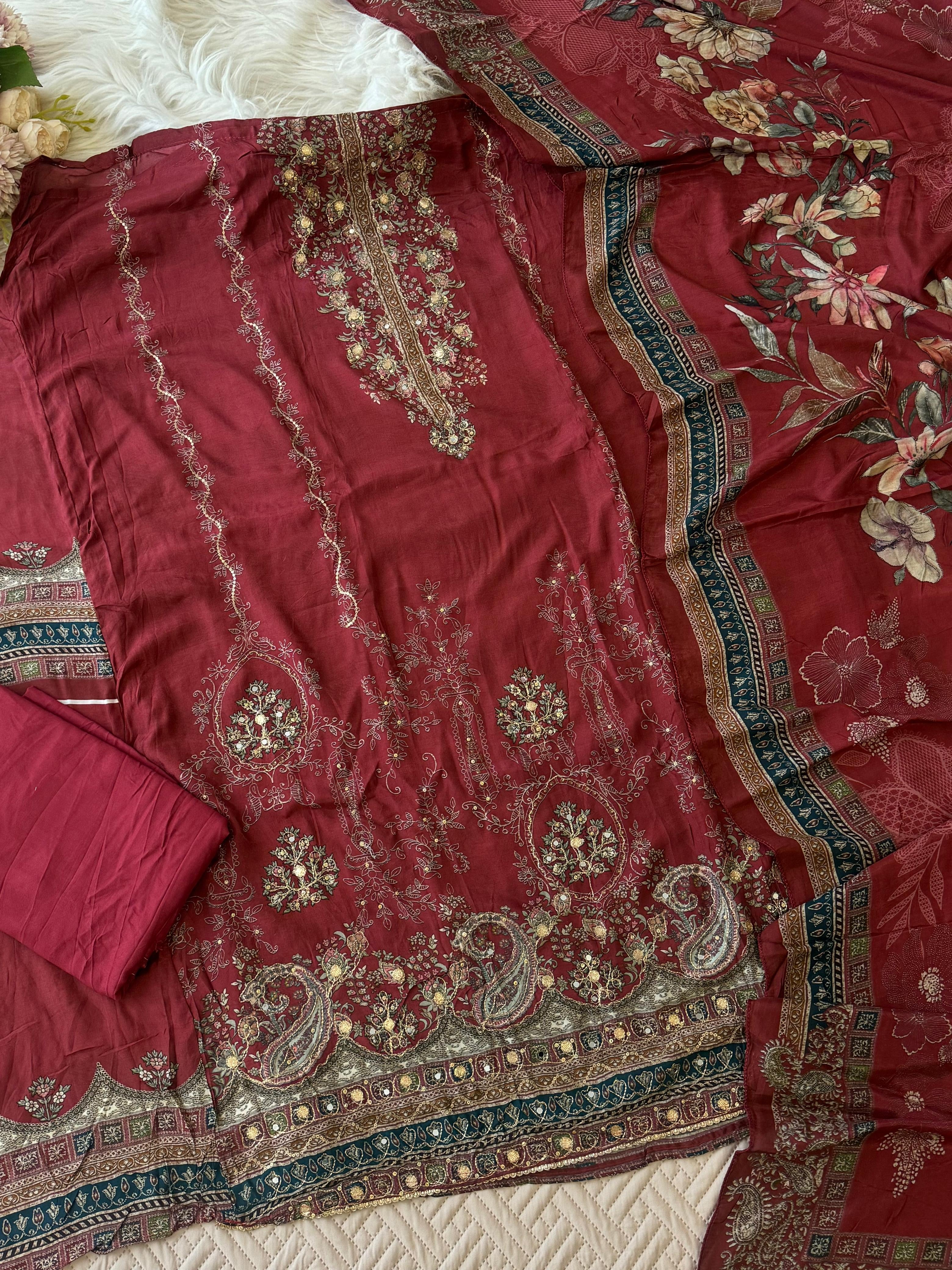 Premium viscous muslin suit-246
