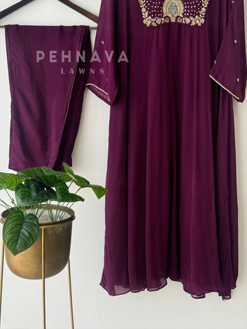 Hand Embroidered panel Cut Suit - Pehnava Lawns