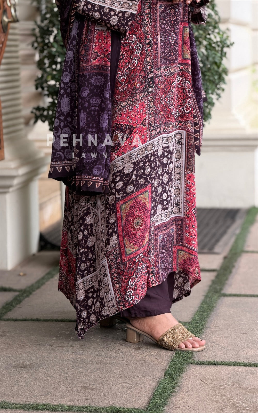 Printed Kaftan Three Piece Suit Set 5067