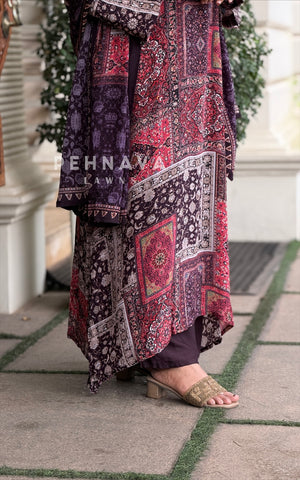 Printed Kaftan Three Piece Suit Set 5067