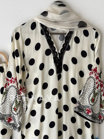 Rayon Polka Dot Printed Suit LRC 354