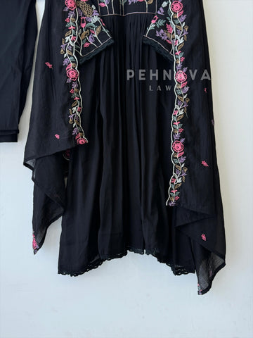 Chanderi Embroidered Lace Suit Set