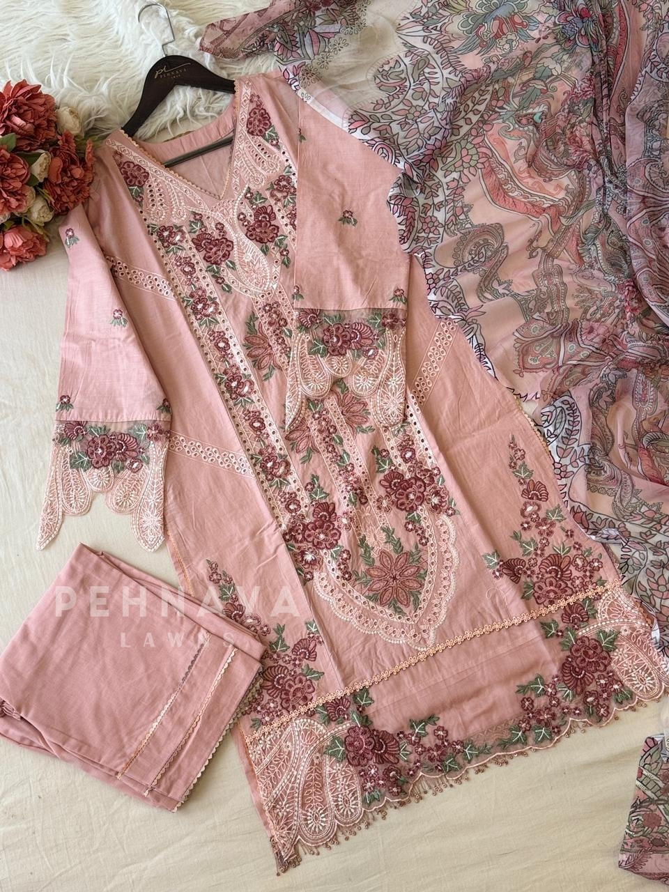 Peachy Blossom Unstitched Suit