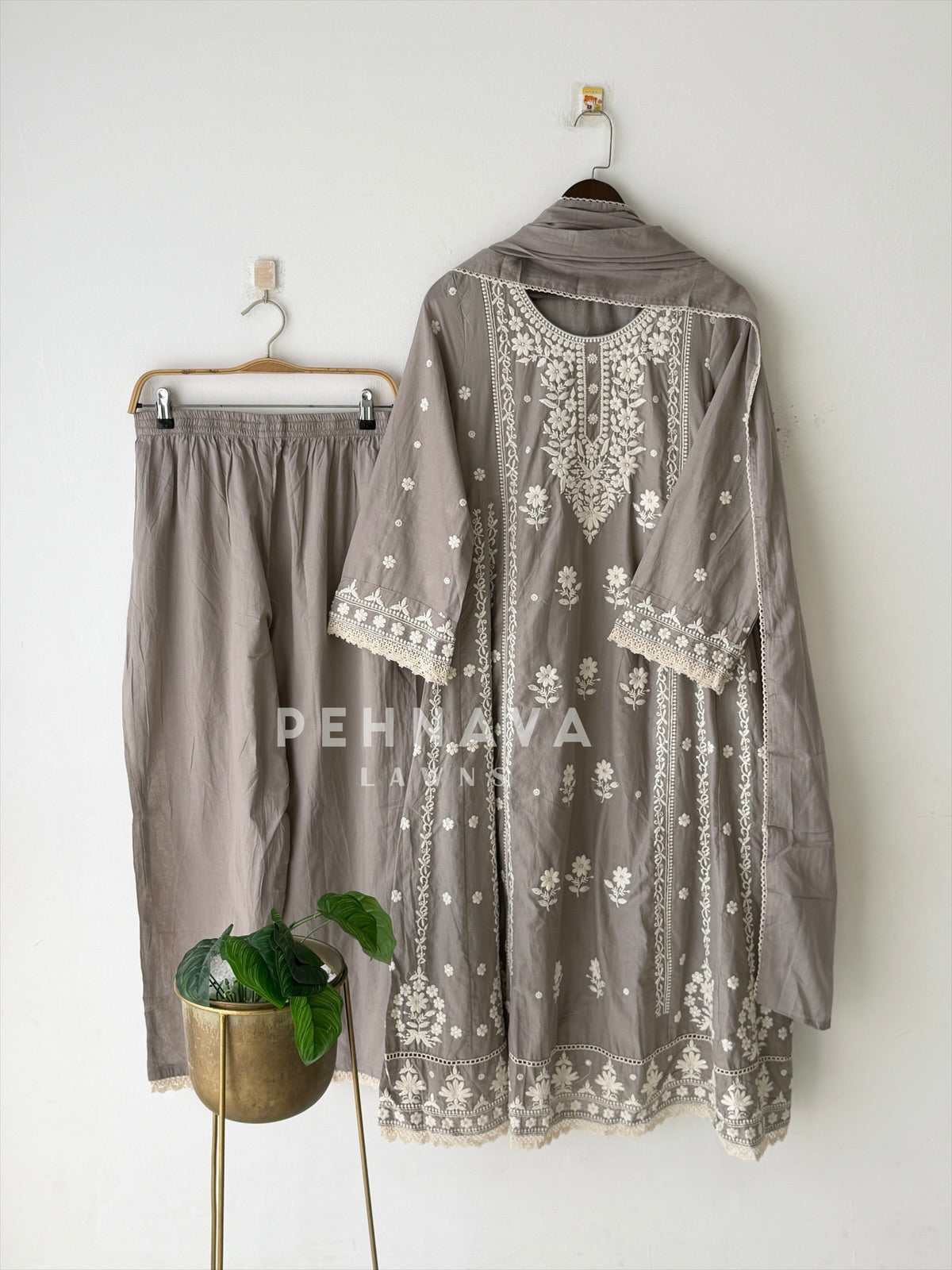 Cotton Chikankari Embroidered Ensemble-346