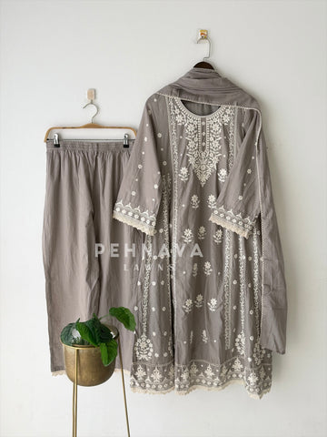 Cotton Chikankari Embroidered Ensemble-346