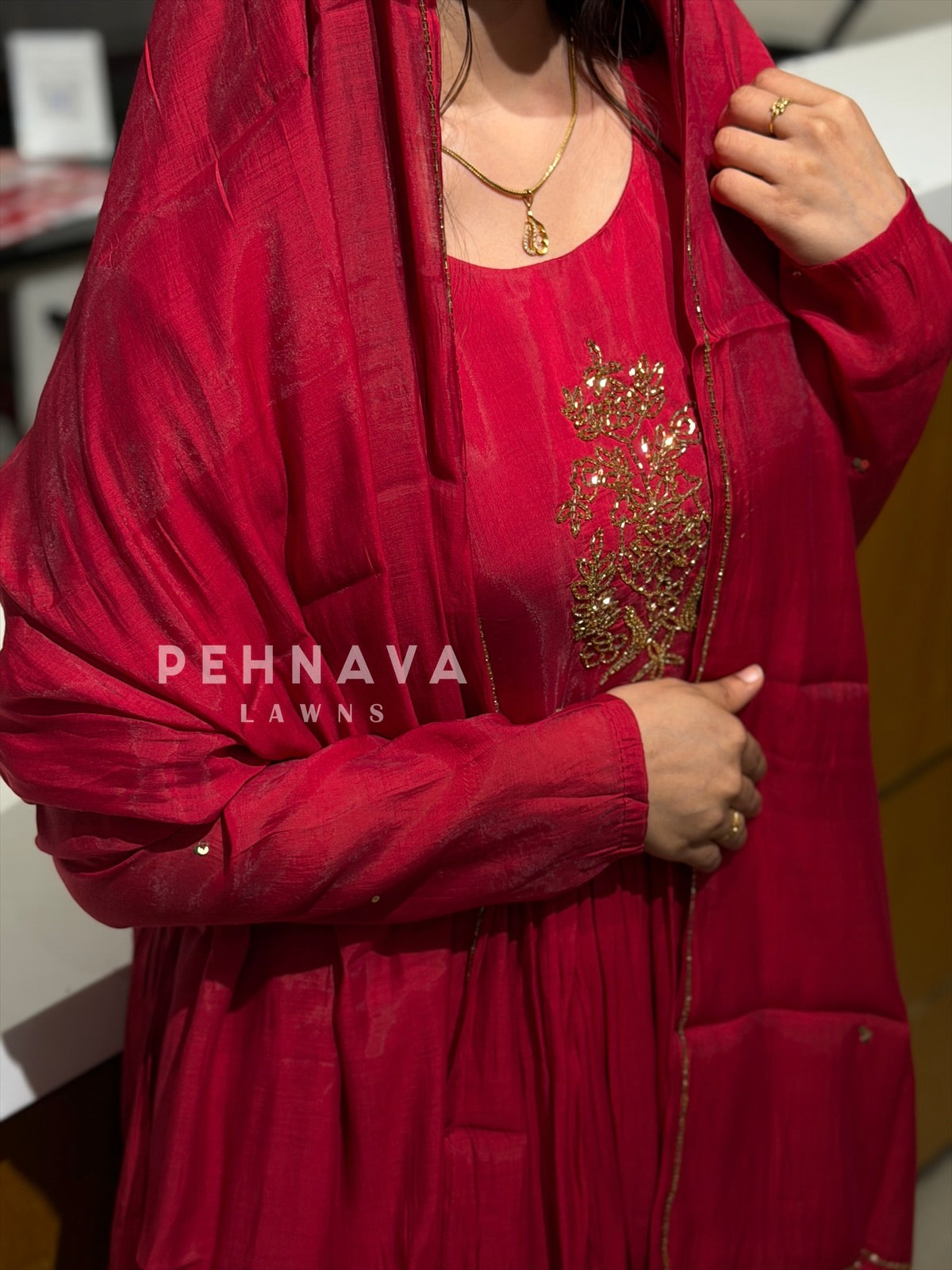 Floral Bead Handworked Suit H-185(25-30 Days Dispatching Time ) - Pehnava Lawns