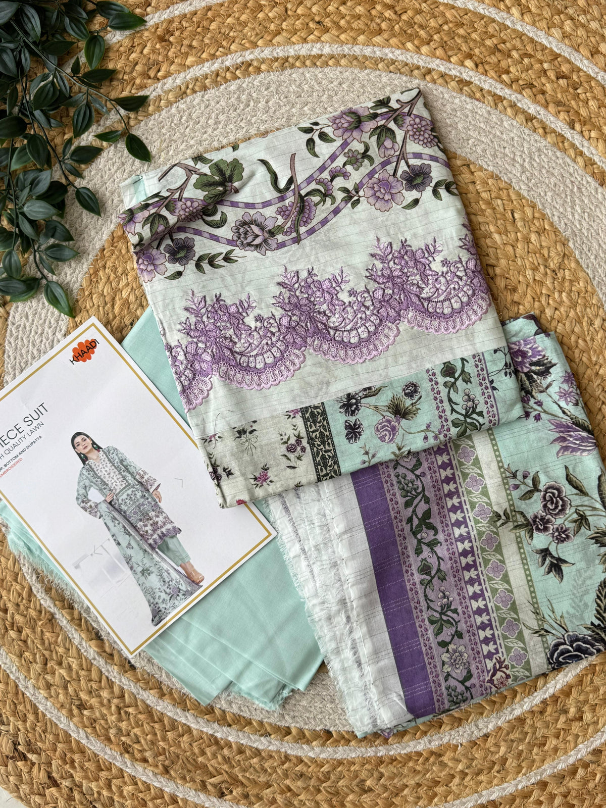 Khaadi Unstitched embroidered Lawn suit-0104