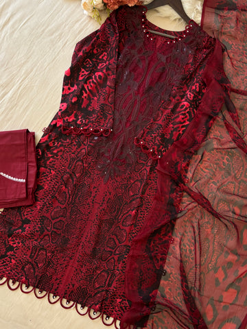 Floral Printed Ethnic Pak-Suit Ft. Chiffon/Cotton Dupatta-005