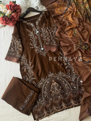 Unstitched Embroidery Lawn Suit-1056 A - Pehnava Lawns