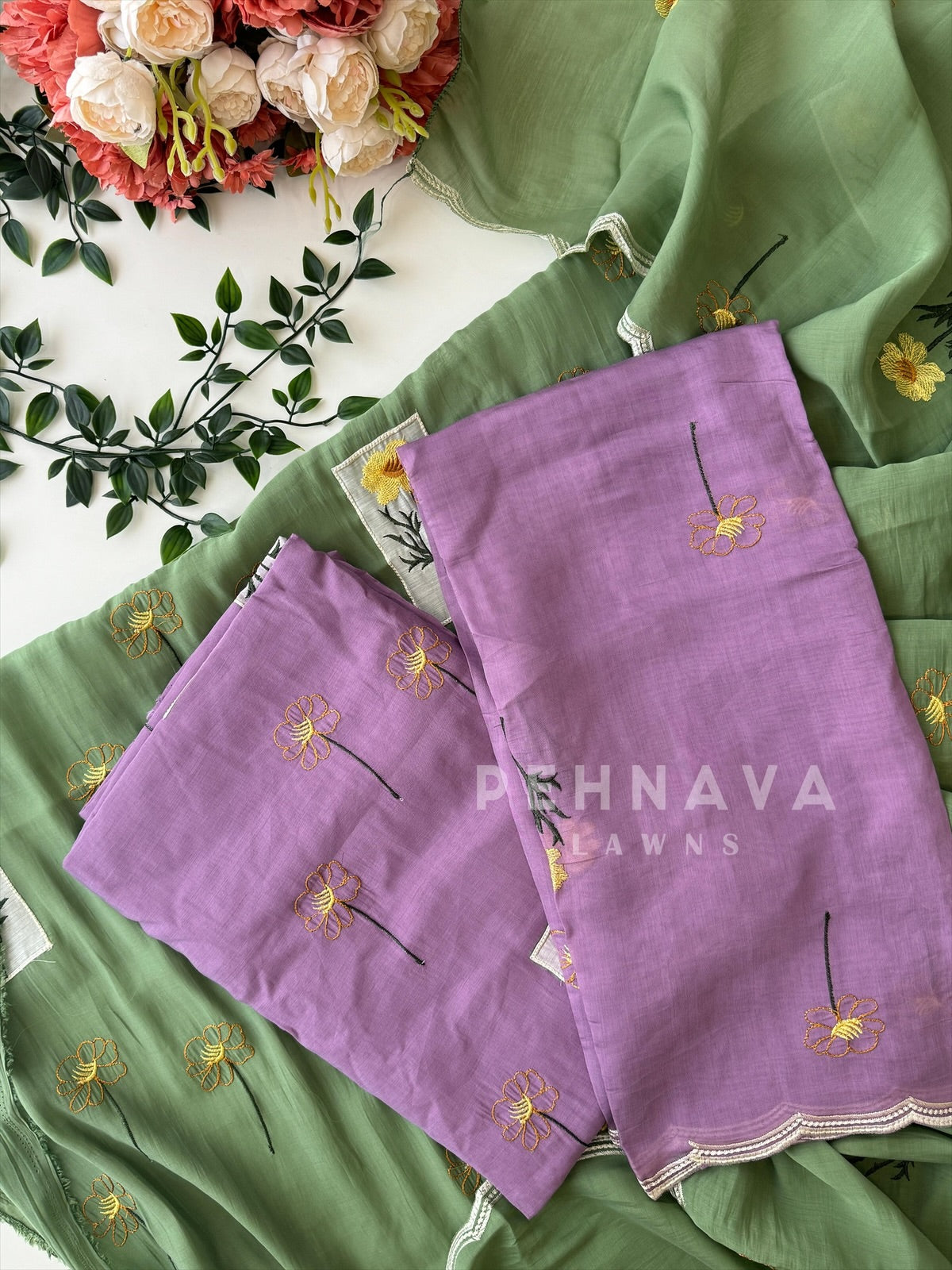 Chanderi Embroidered Unstitched Suit-12771 - Pehnava Lawns