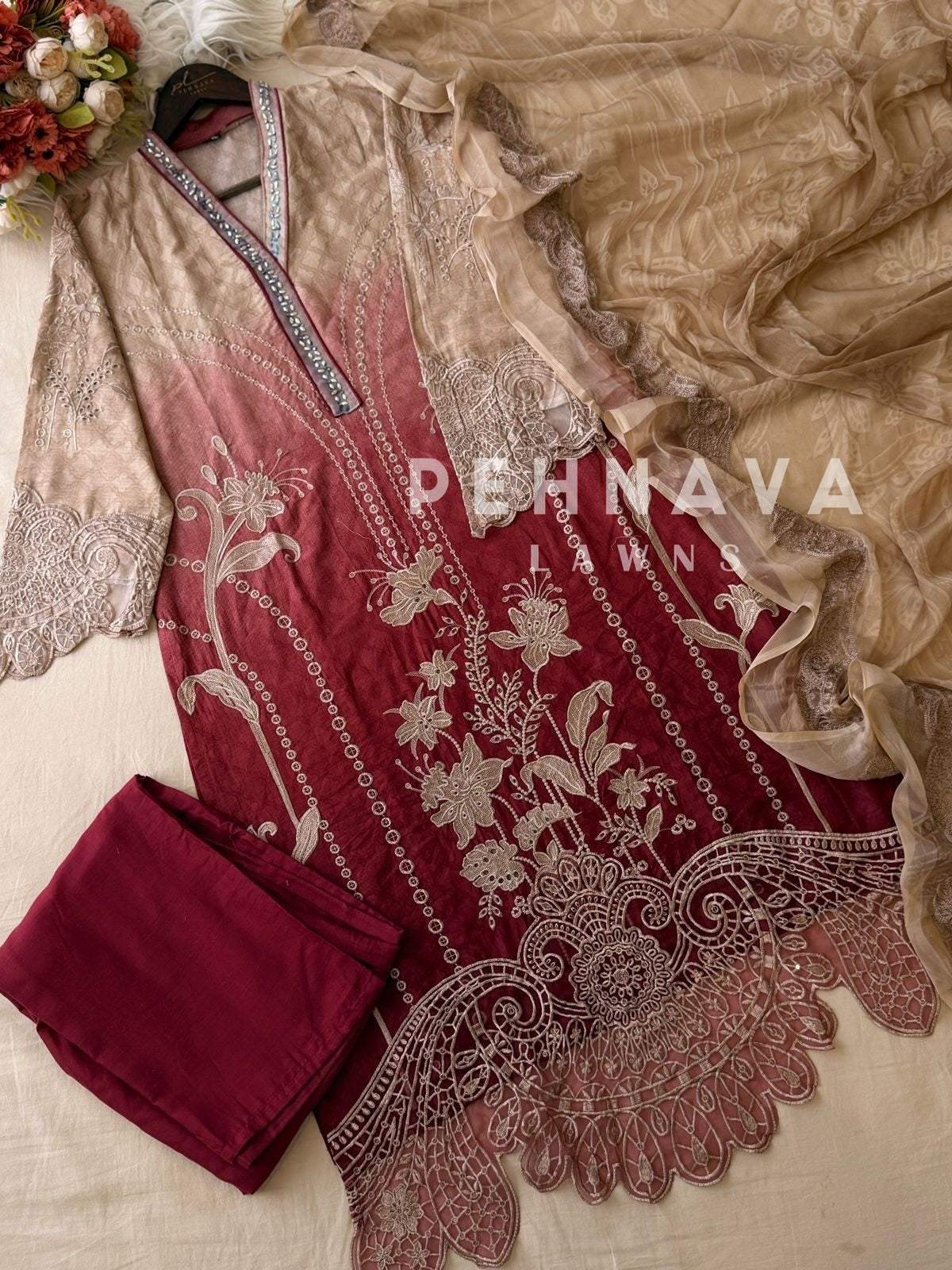 Cut Work Stitched Suit 1831
