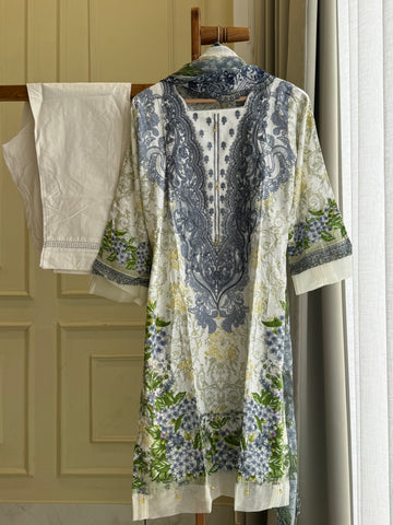Pakistani printed suit ft-Cutwork embroidered dupatta-01