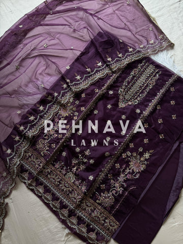 Organza embroidered suit-14051