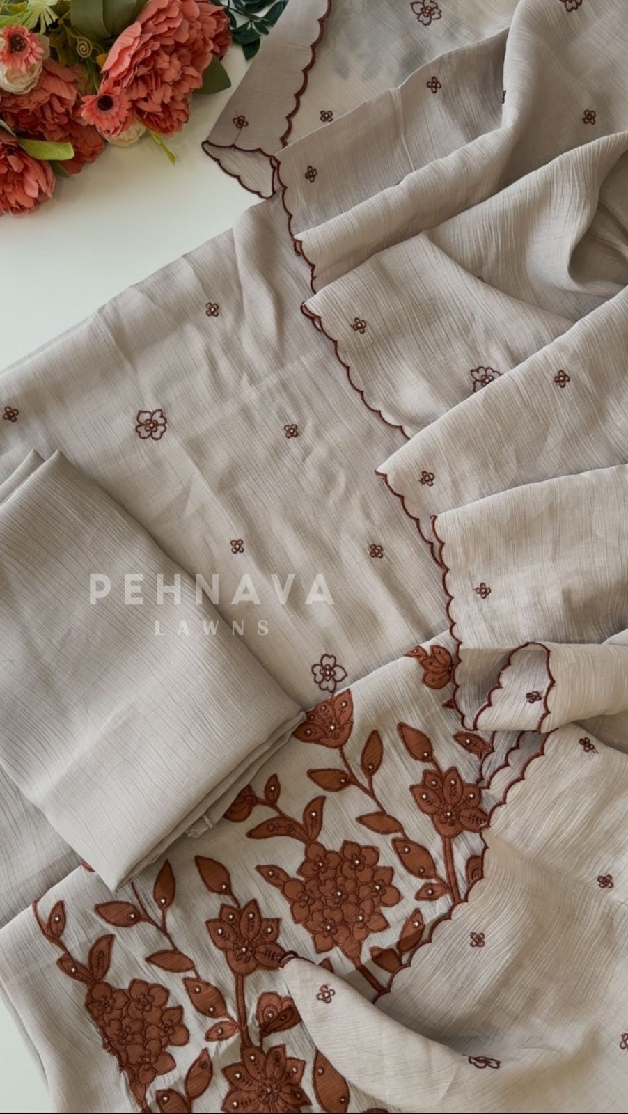 Chanderi Applique Suit