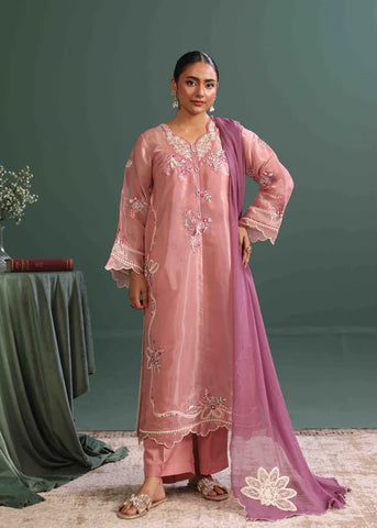 Luxurious sheesha silk embroidered suit-opaline