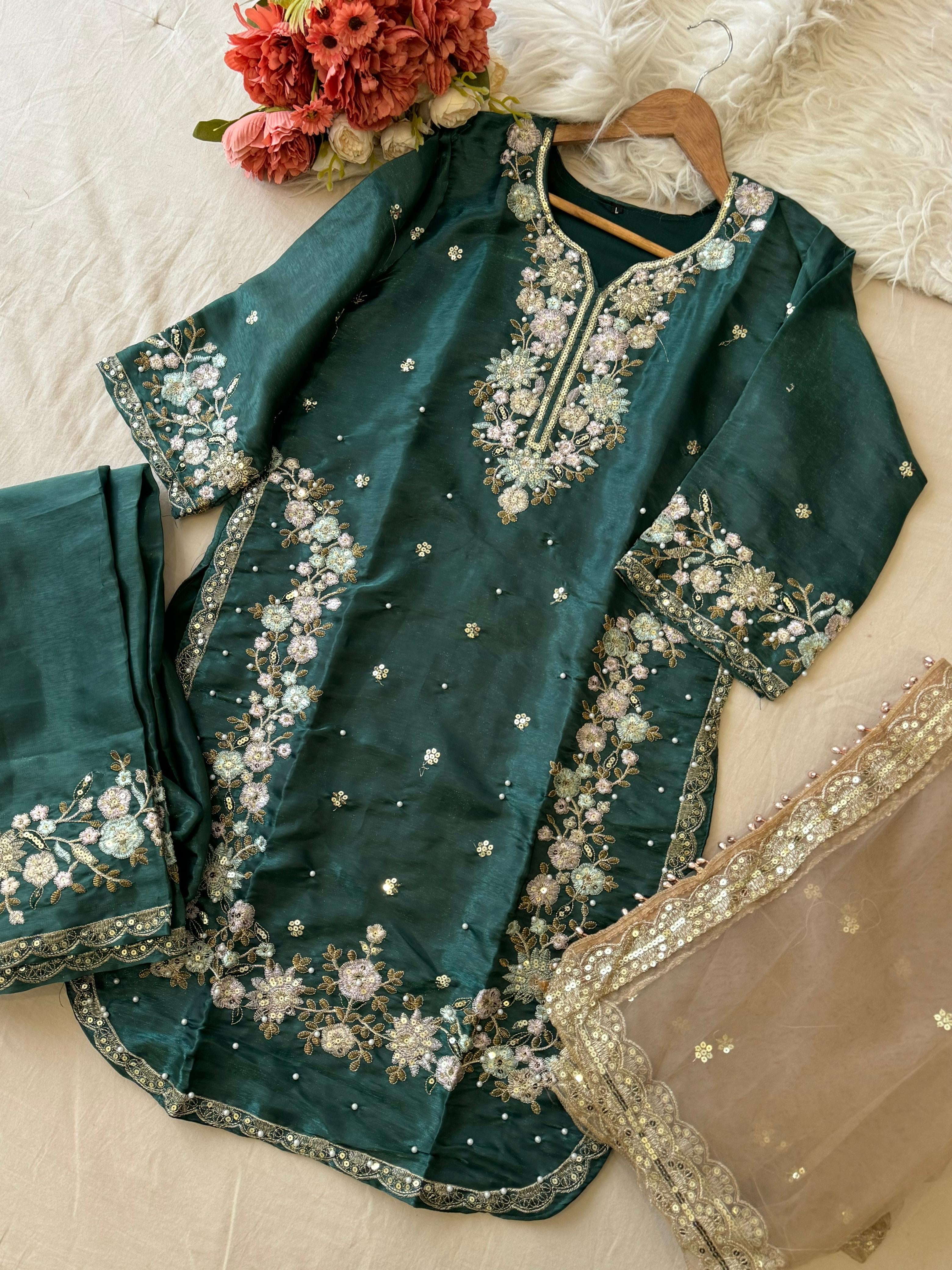 Jimmy Choo Party wear with Organza Dupatta