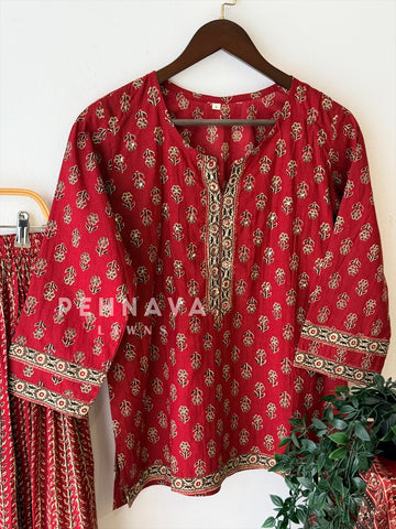 Floral Block Print Skirt Set-1035