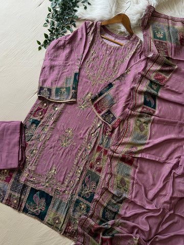 Comfy Muslin Suit with aari work-149