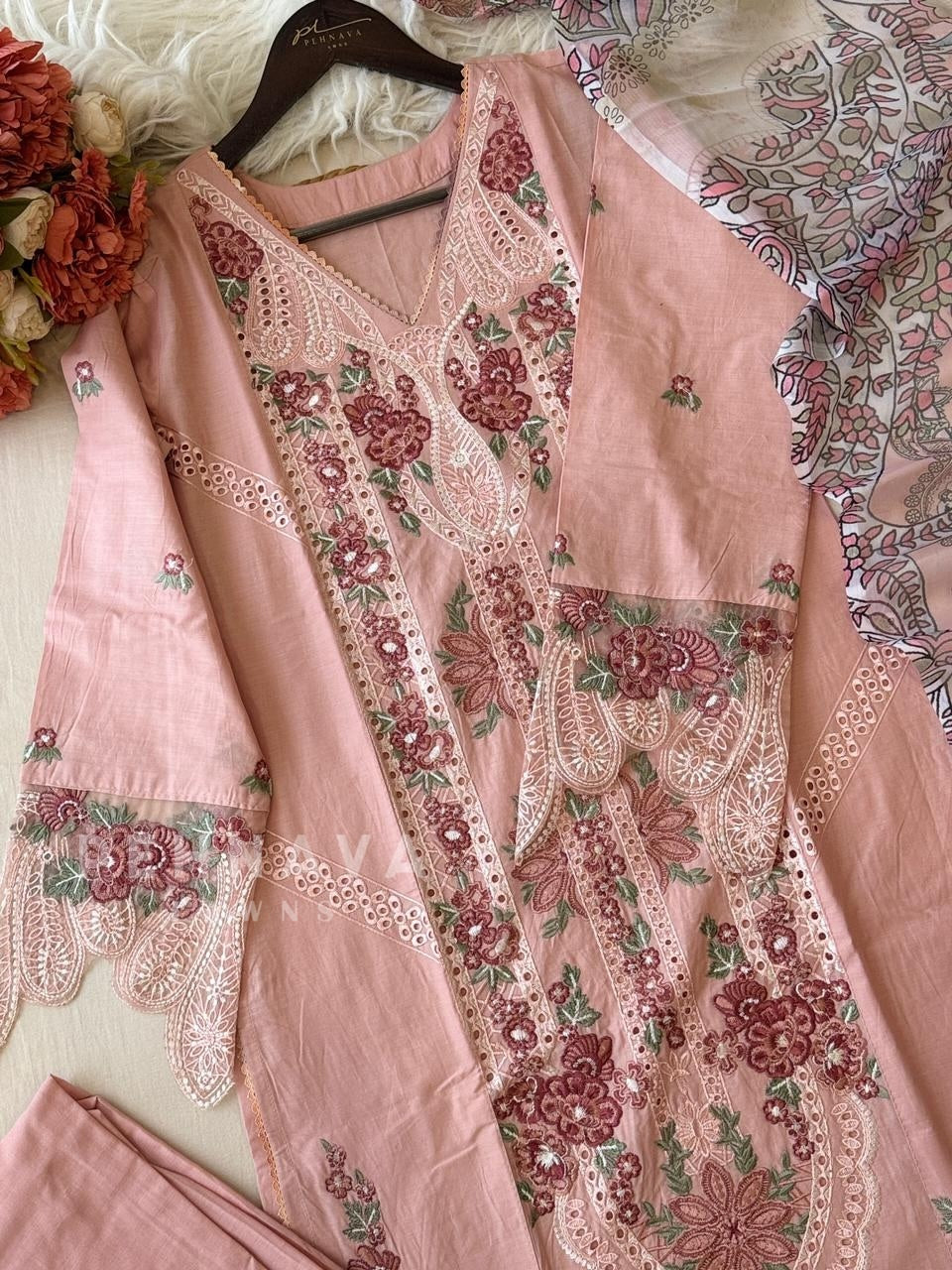 Peachy Blossom Unstitched Suit